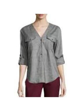 Theory Linen "Trisalta" Sandy neutral Button Down Shirt S